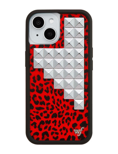 Red Meow Stud iPhone 15 Case