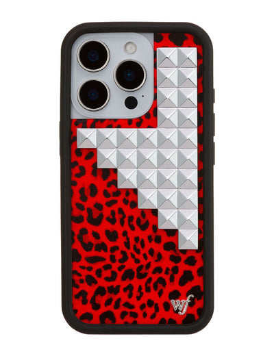 Red Meow Stud iPhone 16 Pro Case