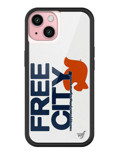 THE MADHAPPY & FREECITY TOGETHERFOREVER / WHITE & NAVY iPhone 15 Case