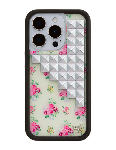 Vintage Floral Stud iPhone 15 Pro Case